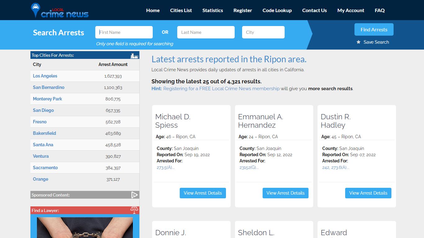 Ripon California Arrest Records | Local Crime News