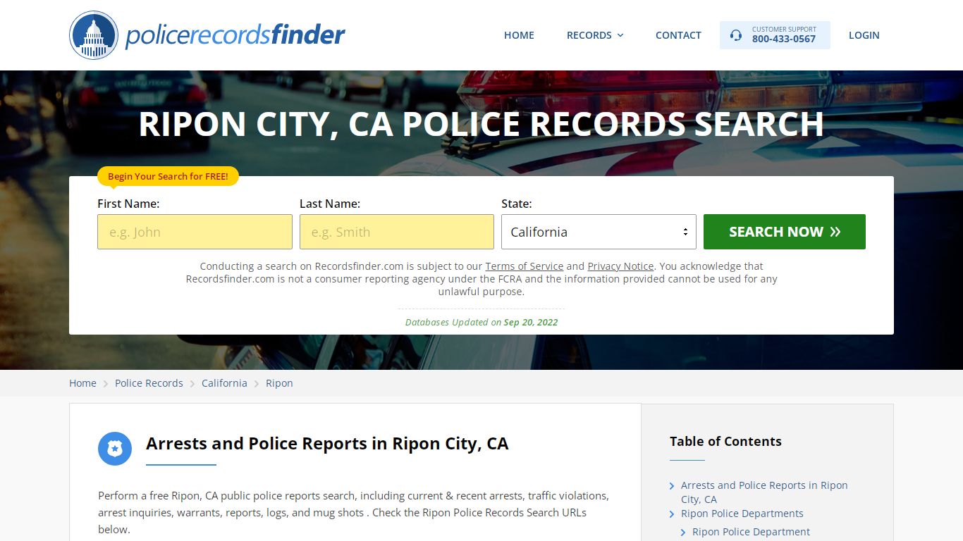 RIPON CITY, CA POLICE RECORDS SEARCH - RecordsFinder